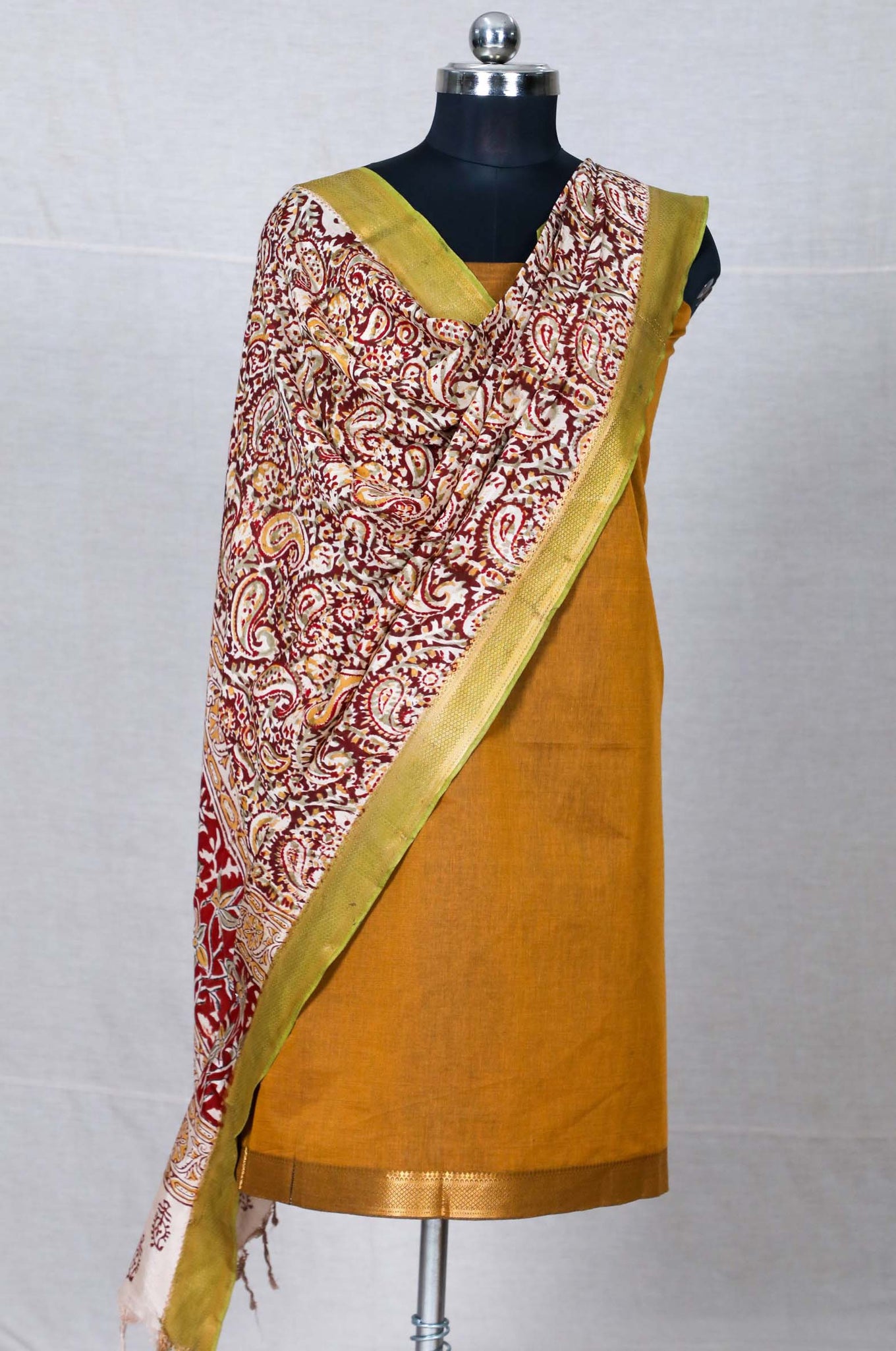 Golden Yellow Mangalgiri Nizam Border Mix & Match