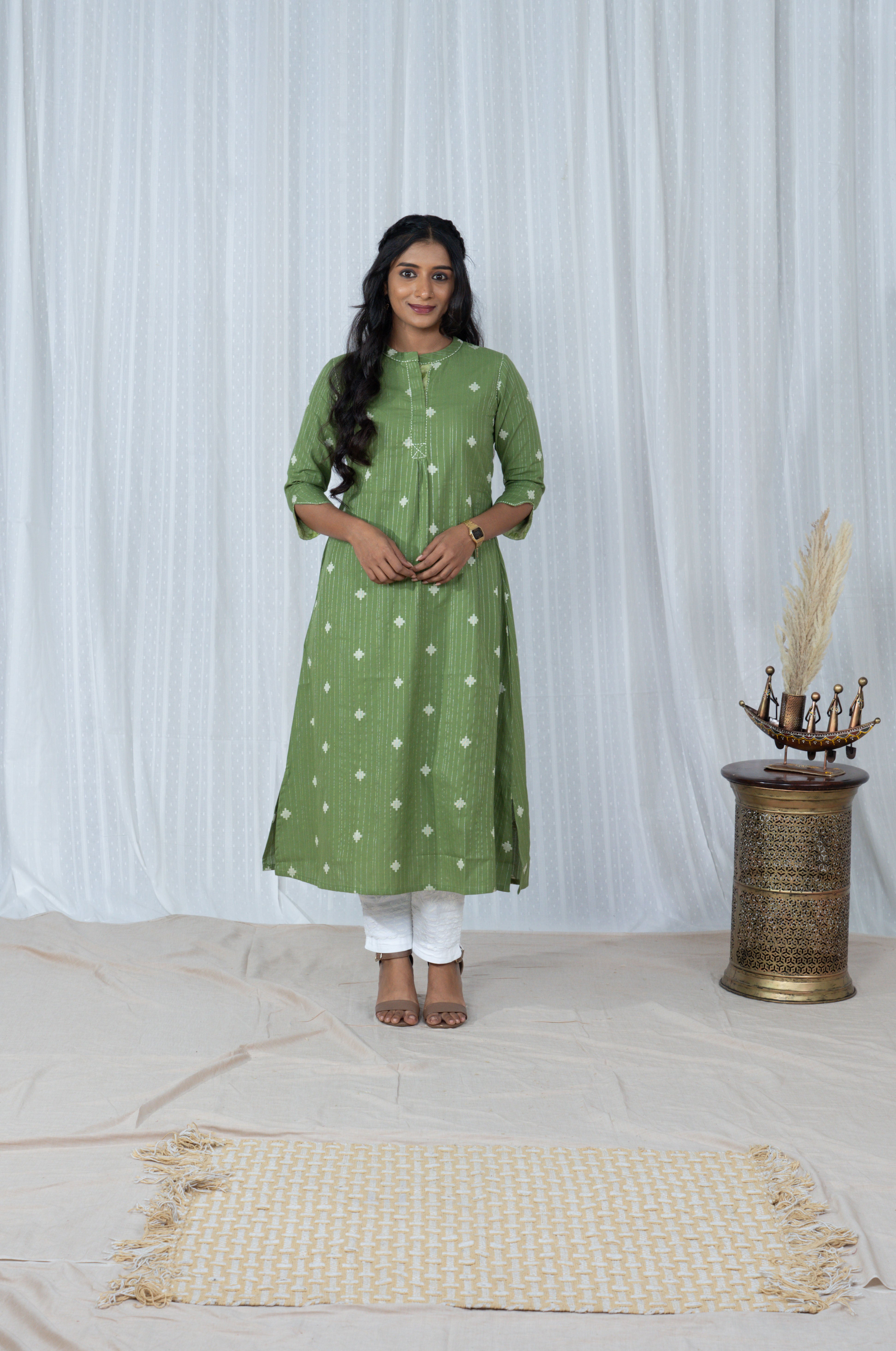 Pistachio South Cotton Embroidery Kurta