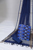Blue Handloom Ikat Suit with Woven Border Dupatta (3 pc set )