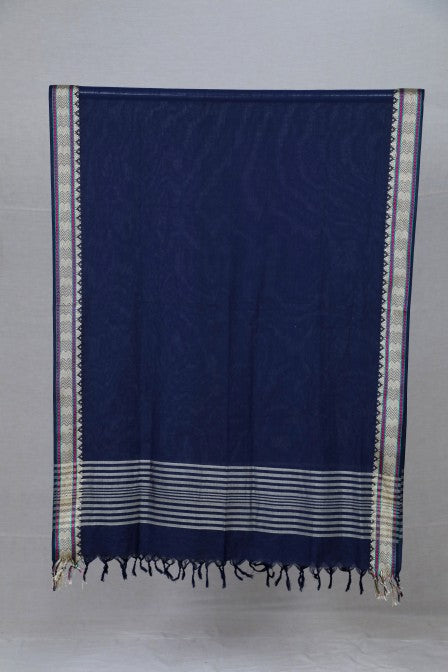 Blue Handloom Ikat Suit with Woven Border Dupatta (3 pc set )
