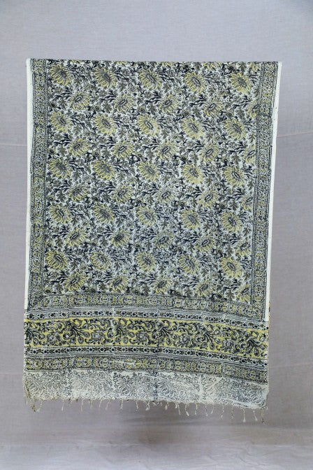 Black Raw Silk Set with Kalamkari Dupatta (3 Pc Set)