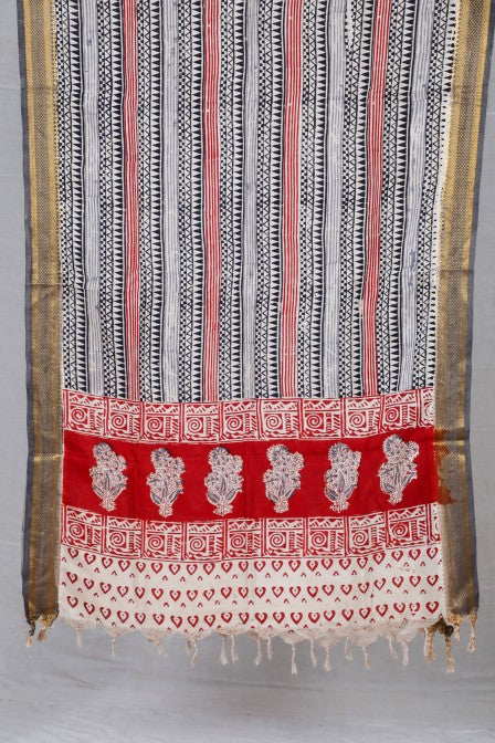 Grey Handwoven Cotton Jacquard Suit with Kalamkari Dupatta (3 pc set)