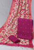 Magenta Handwoven Cotton Jacquard Suit with Kalamkari Dupatta (3 pc set)