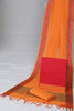 Red Handwoven Cotton Border Suit with Woven Dupatta (3 Pc Set)