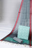 Aqua Pearl Handwoven cotton Jacquard suit with Woven Border Dupatta (3 Pc Set)