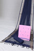 Pink Handwoven cotton Jacquard suit with Woven Border Dupatta (3 Pc Set)