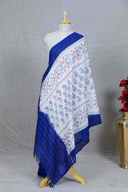 white Double Ikat Handwoven Cotton Dupatta