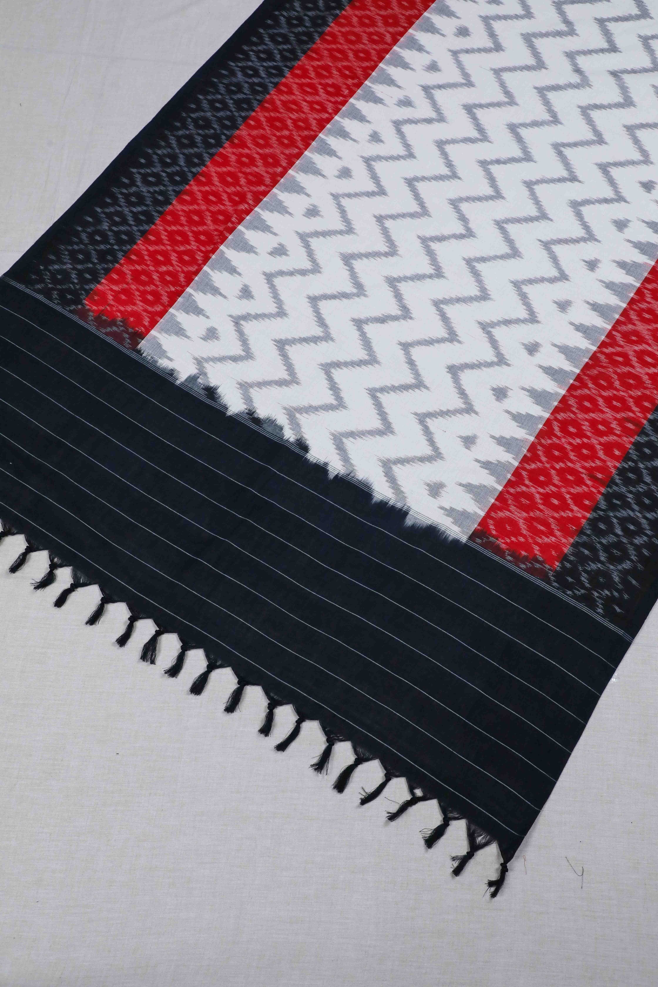 Black Double Ikat Handwoven Cotton Dupatta