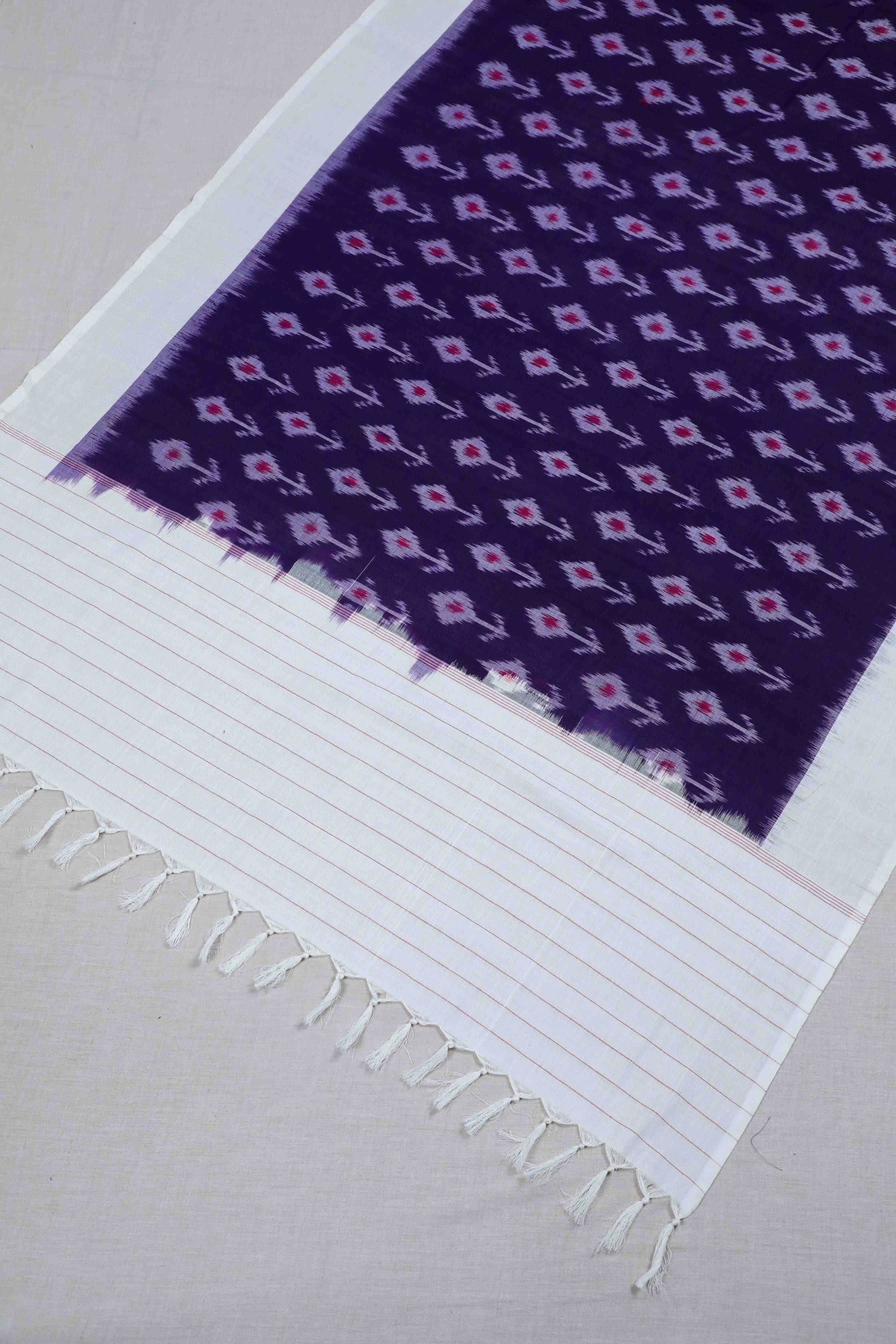 Purple Double Ikat Handwoven Cotton Dupatta
