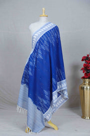Blue Double Ikat Handwoven Cotton Dupatta