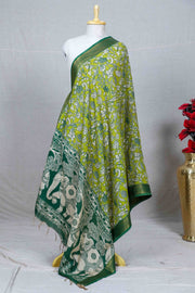 Green Kalamkari Mangalgiri Silk Dupatta