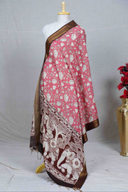 Pink Kalamkari Mangalgiri Silk Dupatta