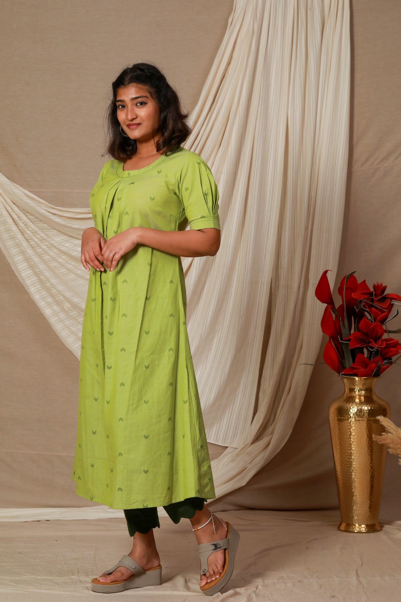 Pleatina South Cotton A-Line Kurta