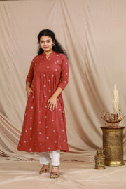Rust South Cotton Flare Kurta