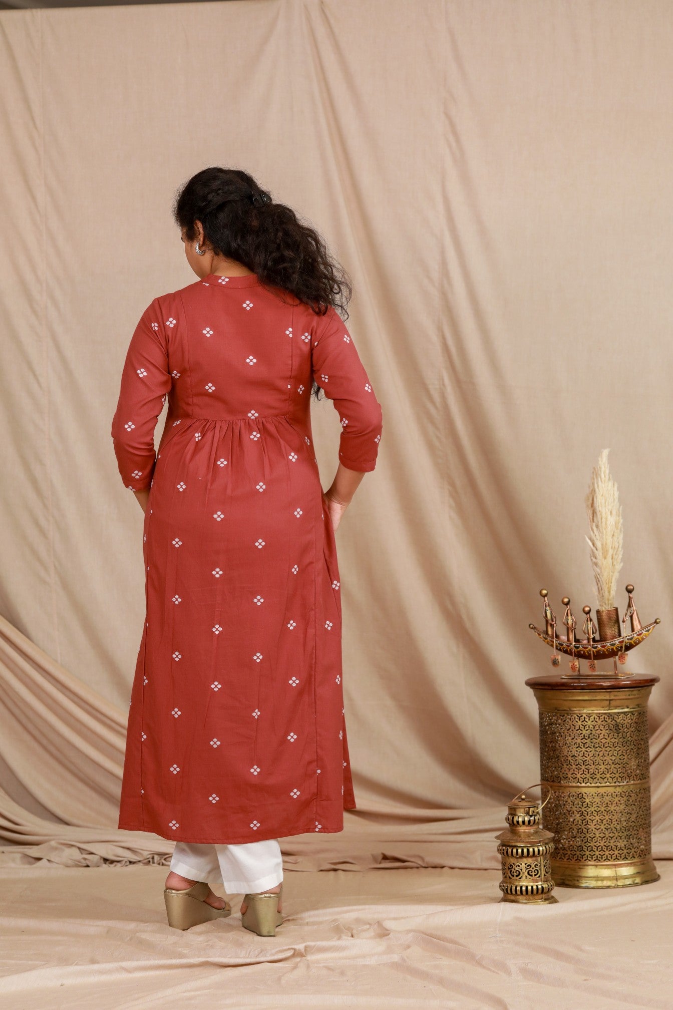 Rust South Cotton Flare Kurta