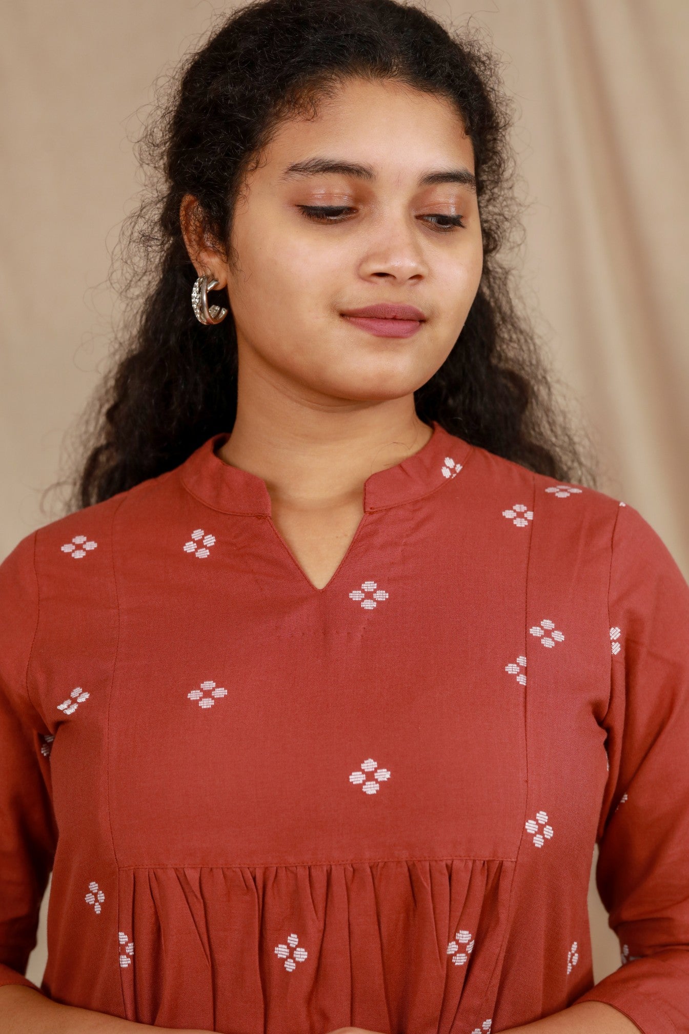 Rust South Cotton Flare Kurta