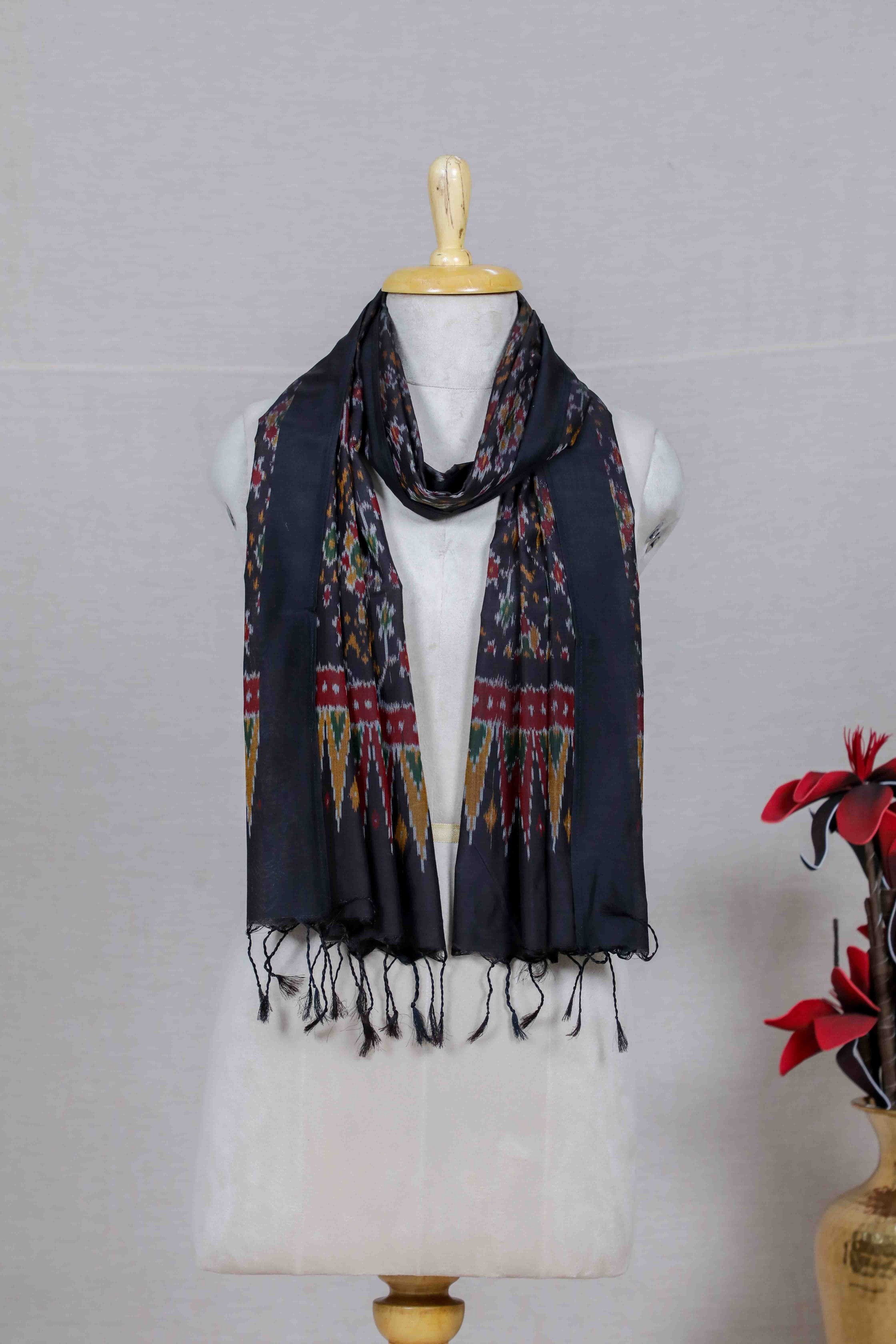 Black SICO Ikat Stole (SILK X COTTON)