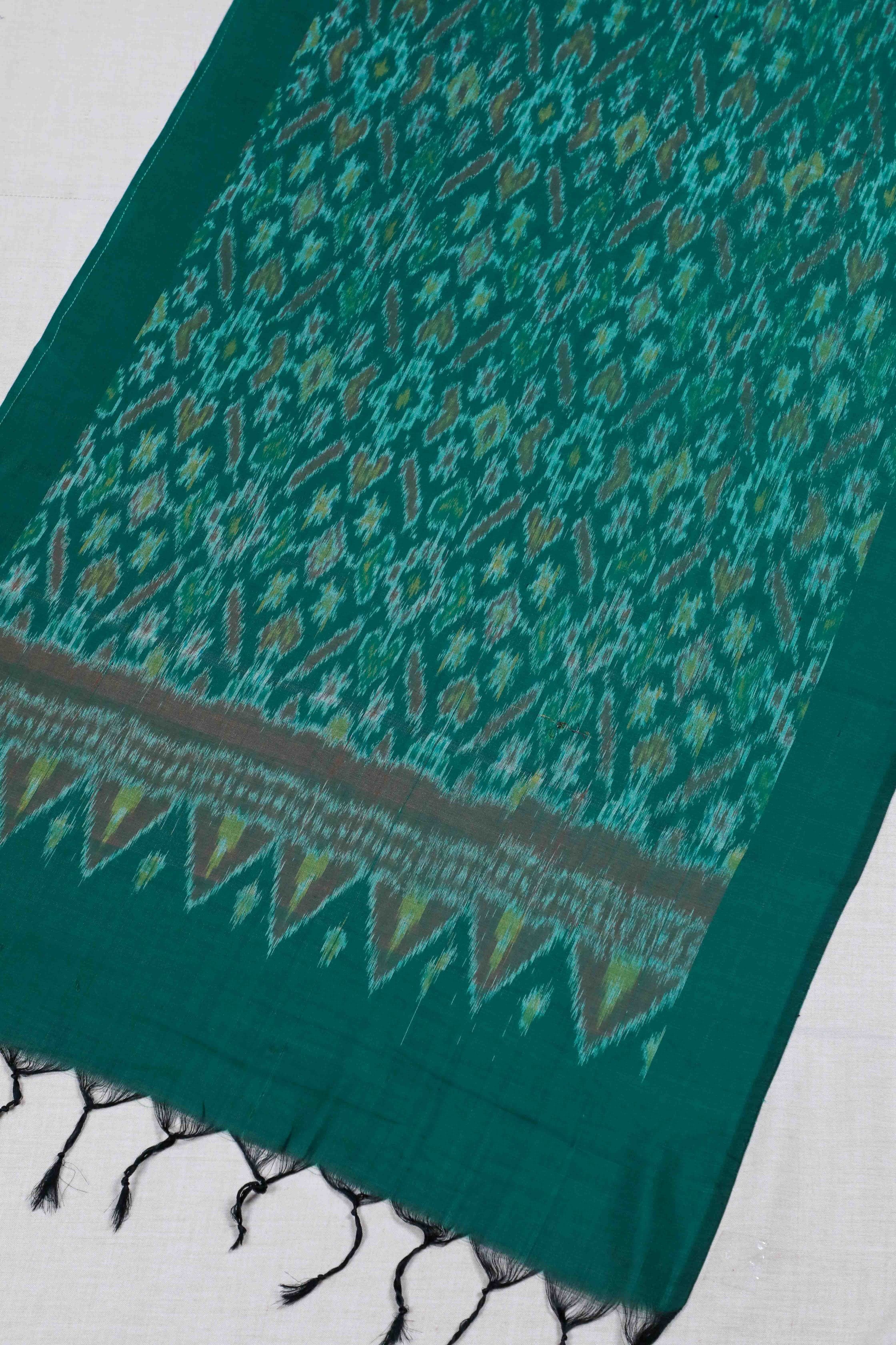 Bottle Green SICO Ikat Stole (SILK X COTTON)