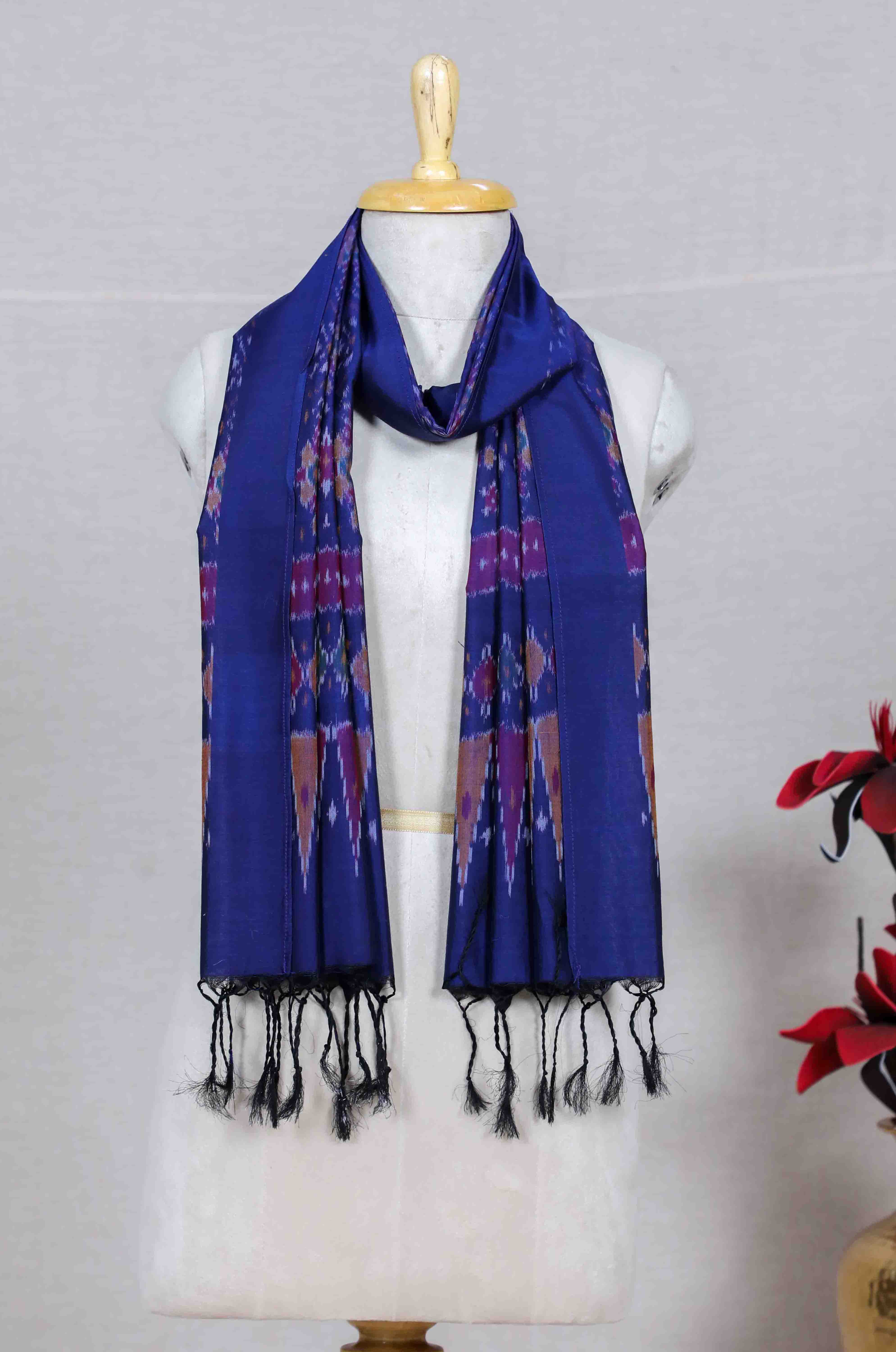 Ink Blue  SICO Ikat Stole (SILK X COTTON)