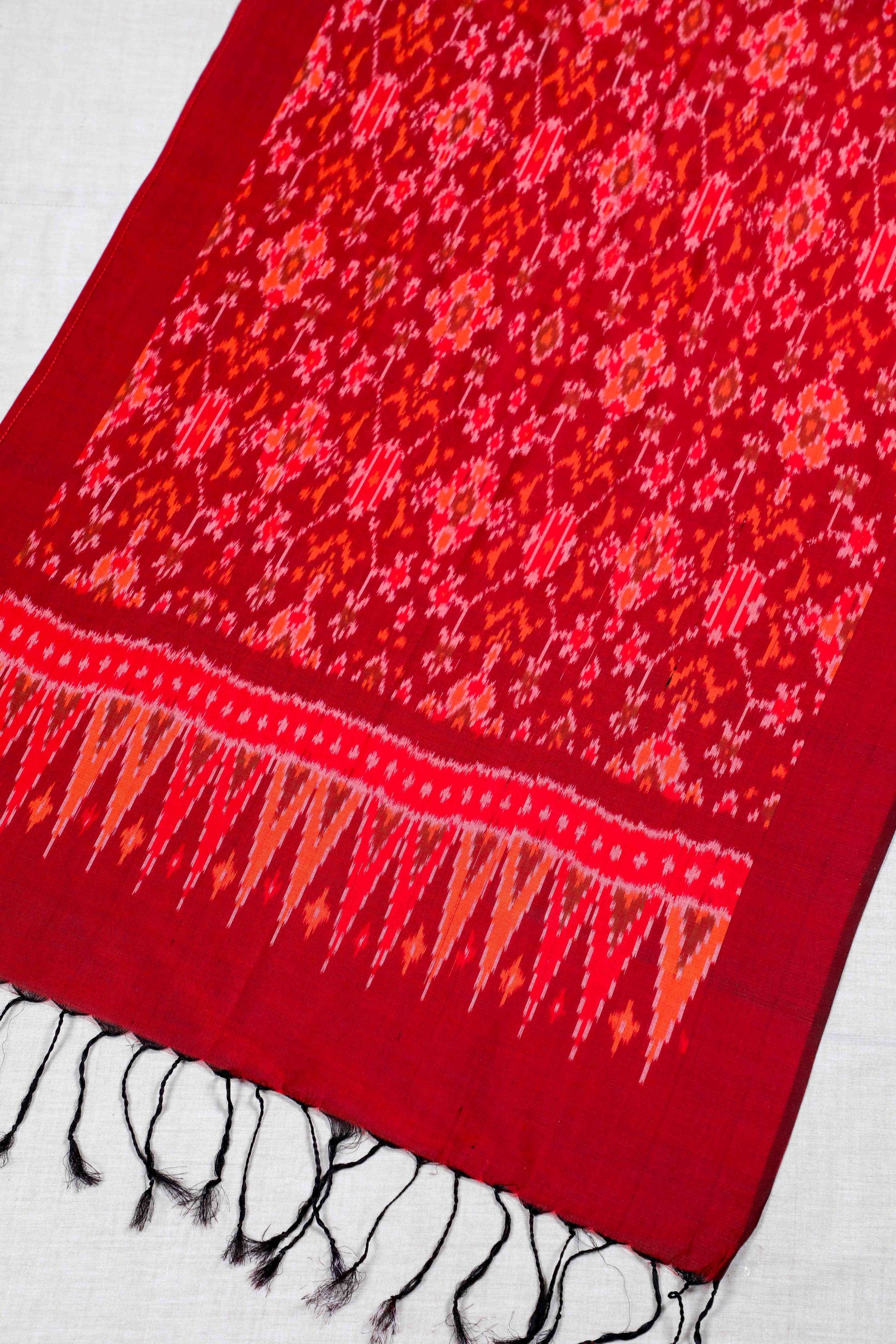 Maroon SICO Ikat Stole (SILK X COTTON)