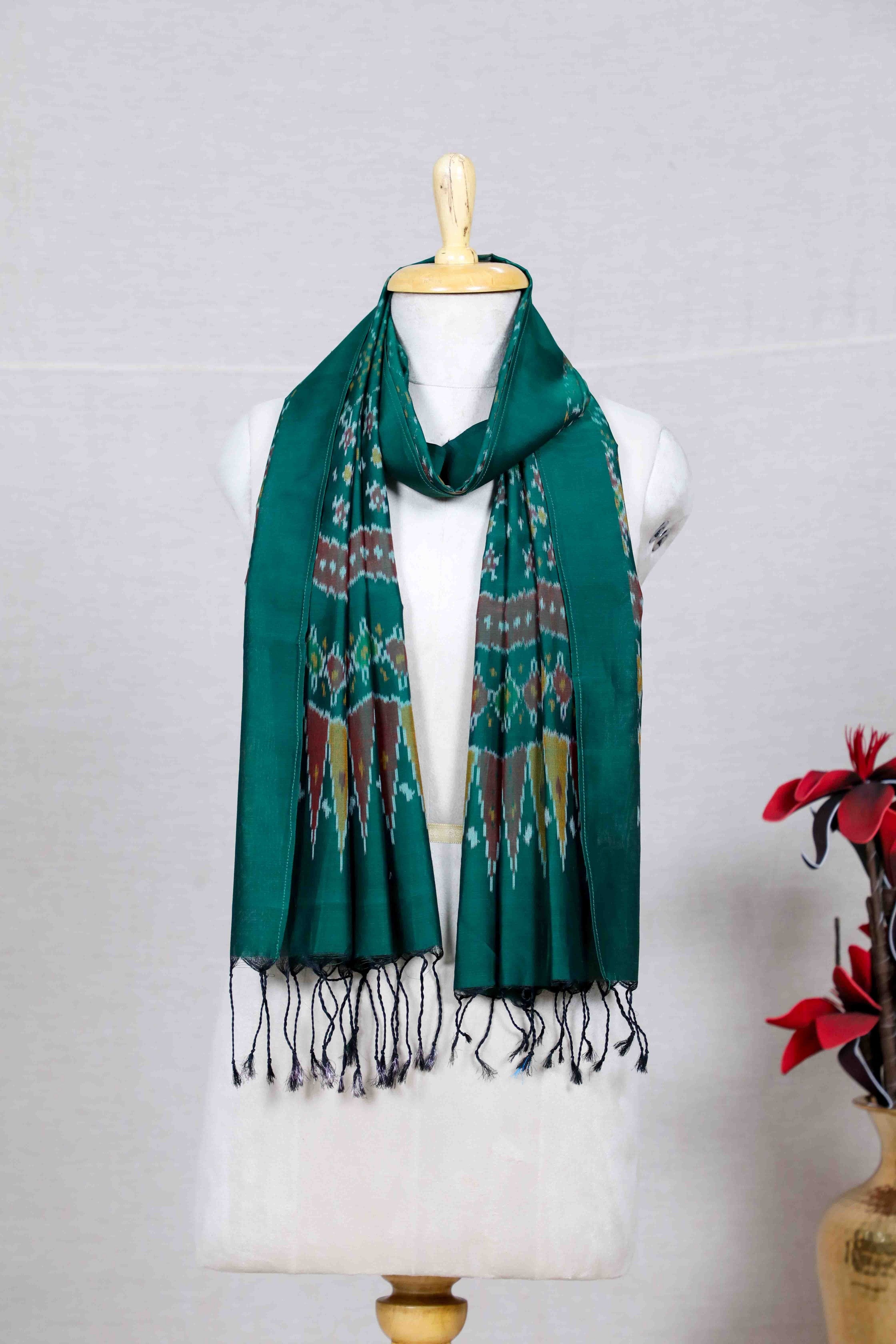 Green SICO Ikat Stole (SILK X COTTON)