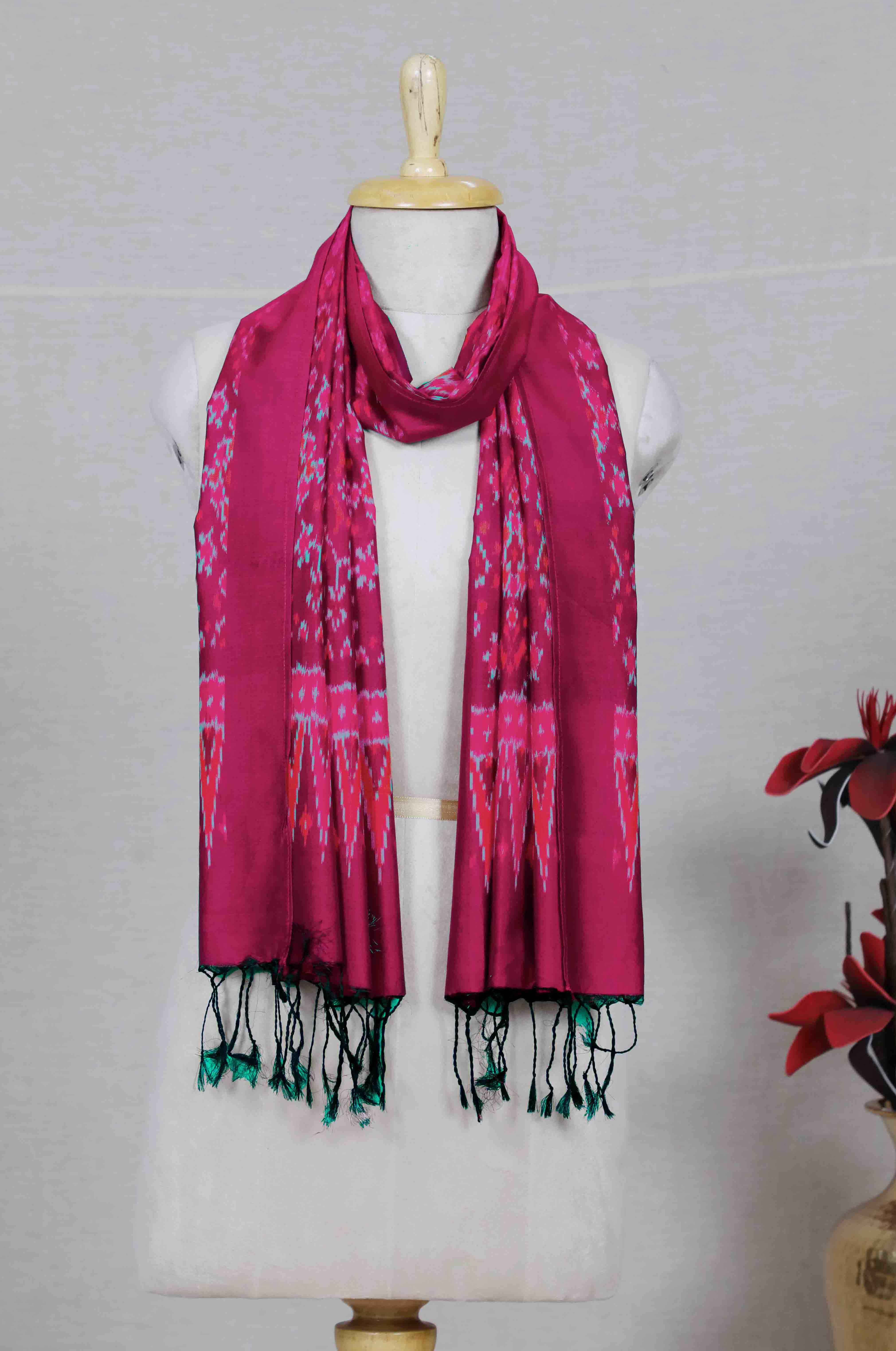 Magenta SICO Ikat Stole (SILK X COTTON)