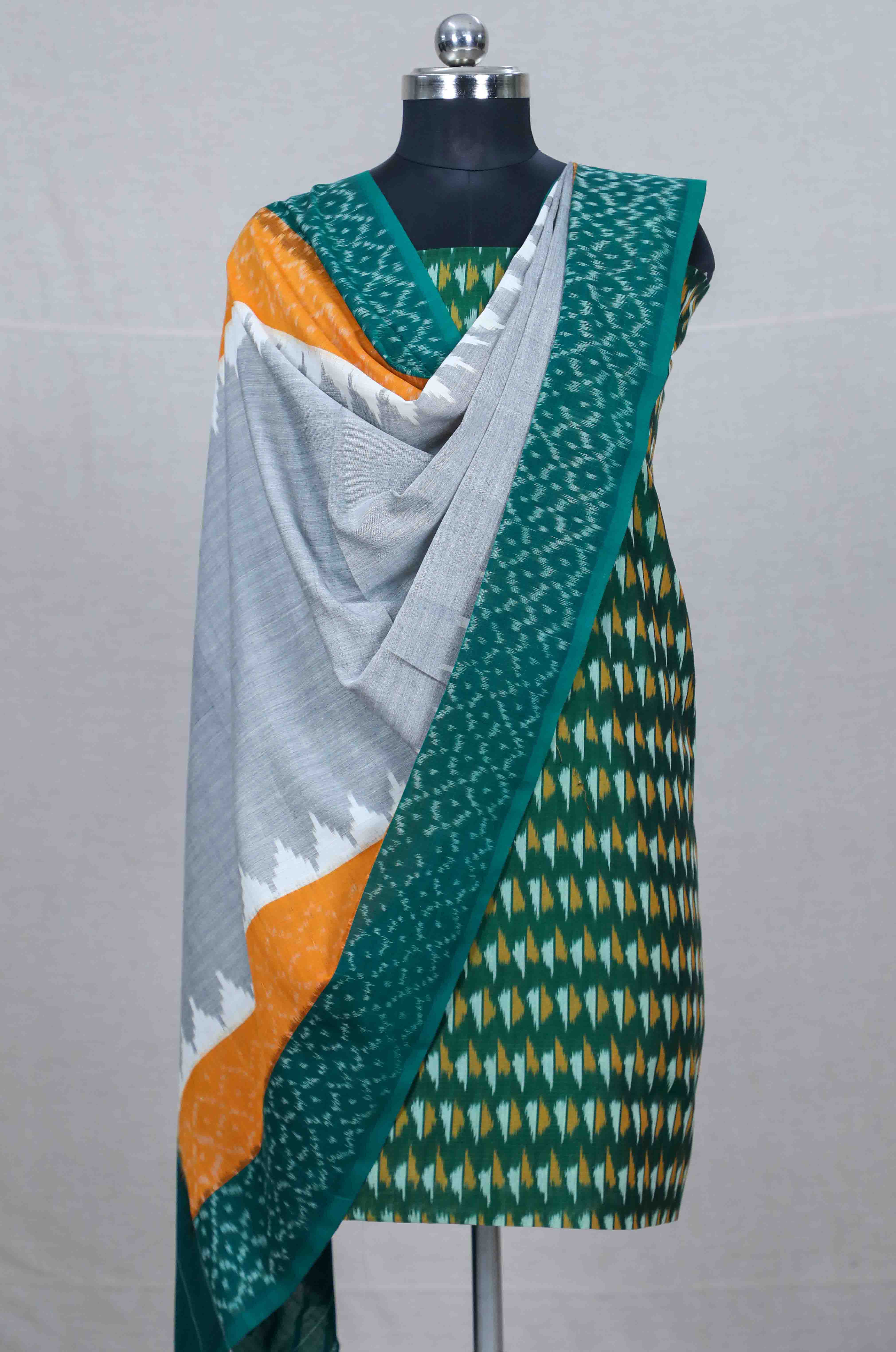 Dark Green Mercerised Ikat  Mix & Match