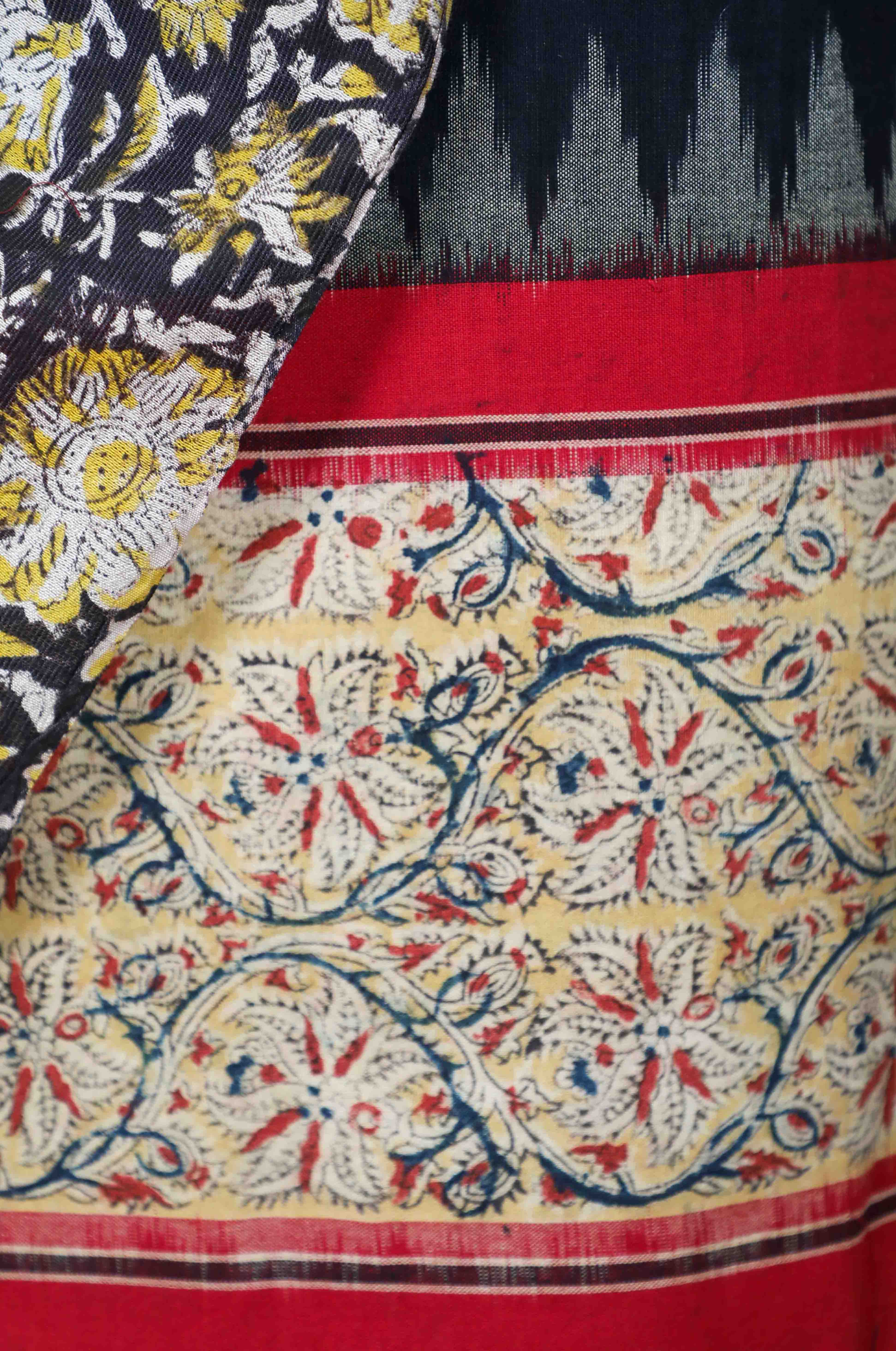 Black Handloom Ikat Border Mix and Match