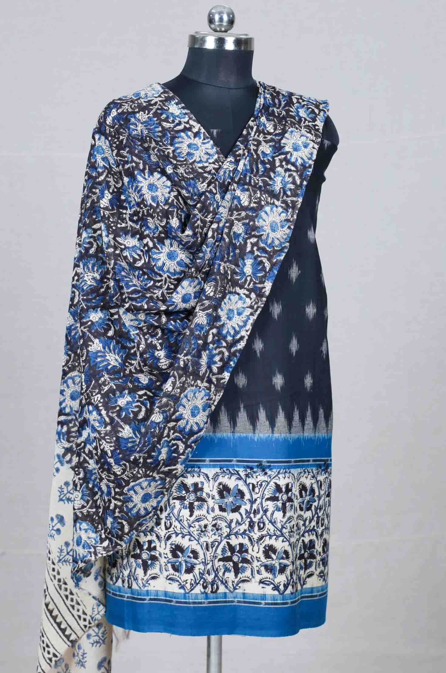 Black Handloom Ikat Border Mix and Match