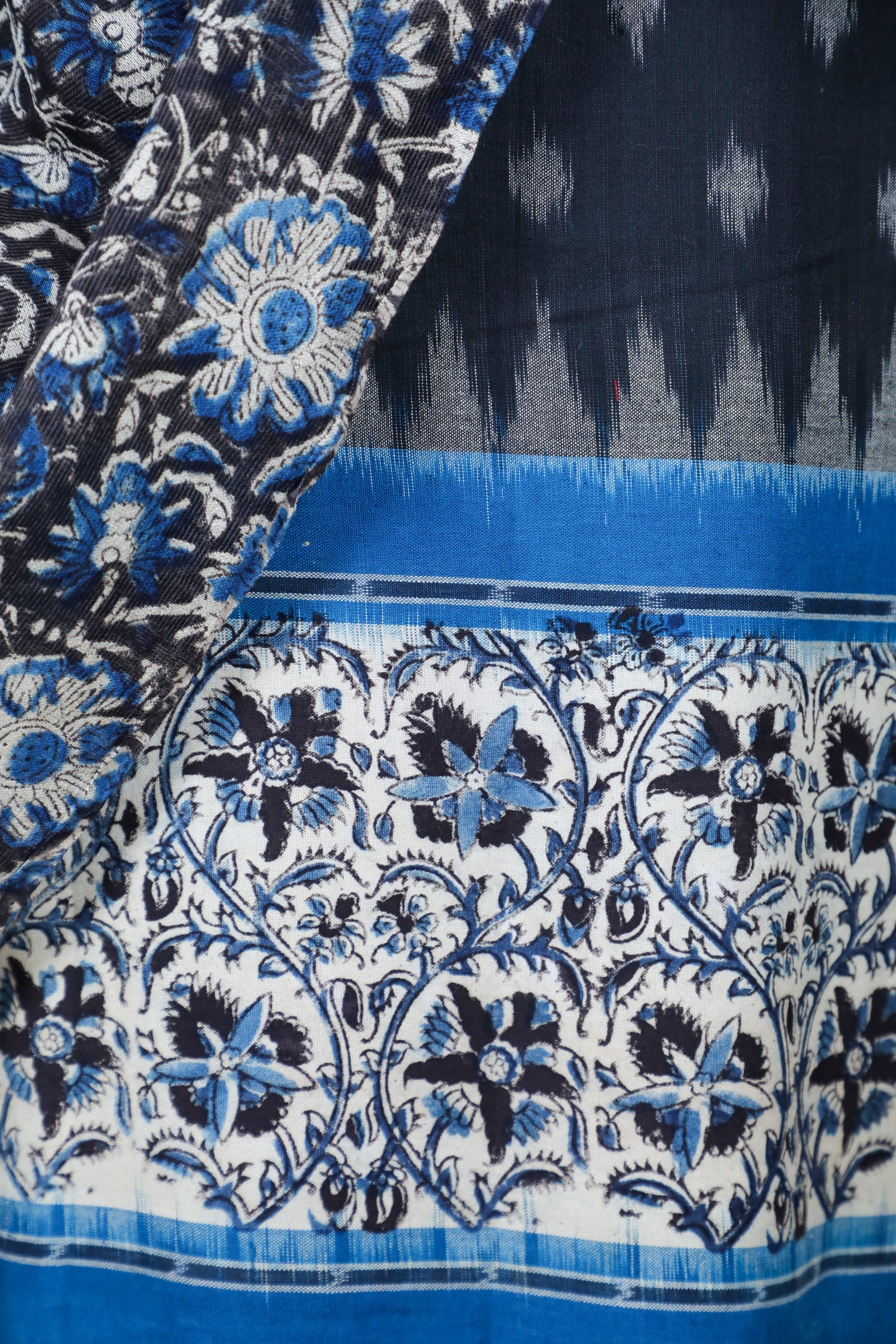 Black Handloom Ikat Border Mix and Match