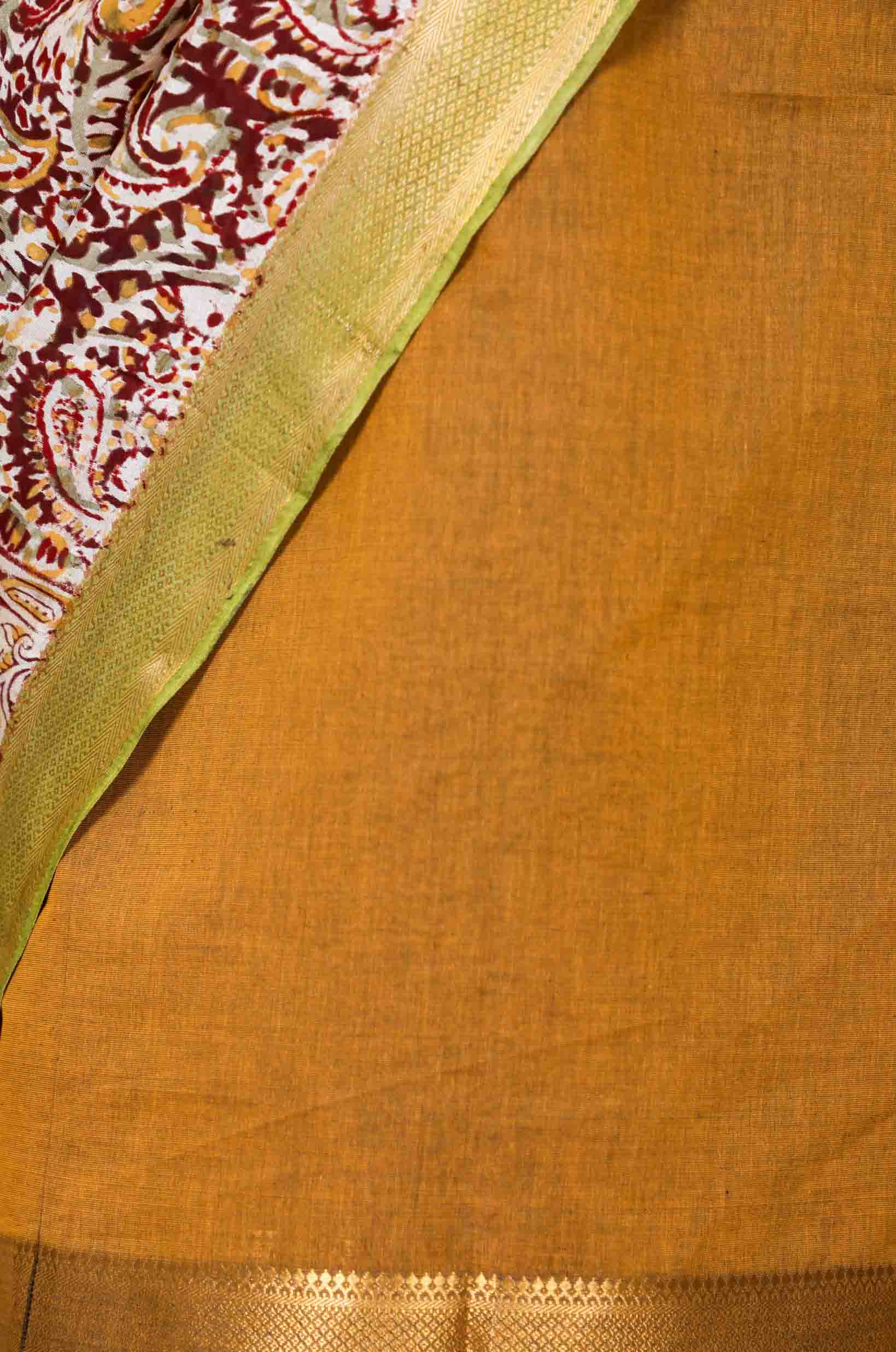 Golden Yellow Mangalgiri Nizam Border Mix & Match