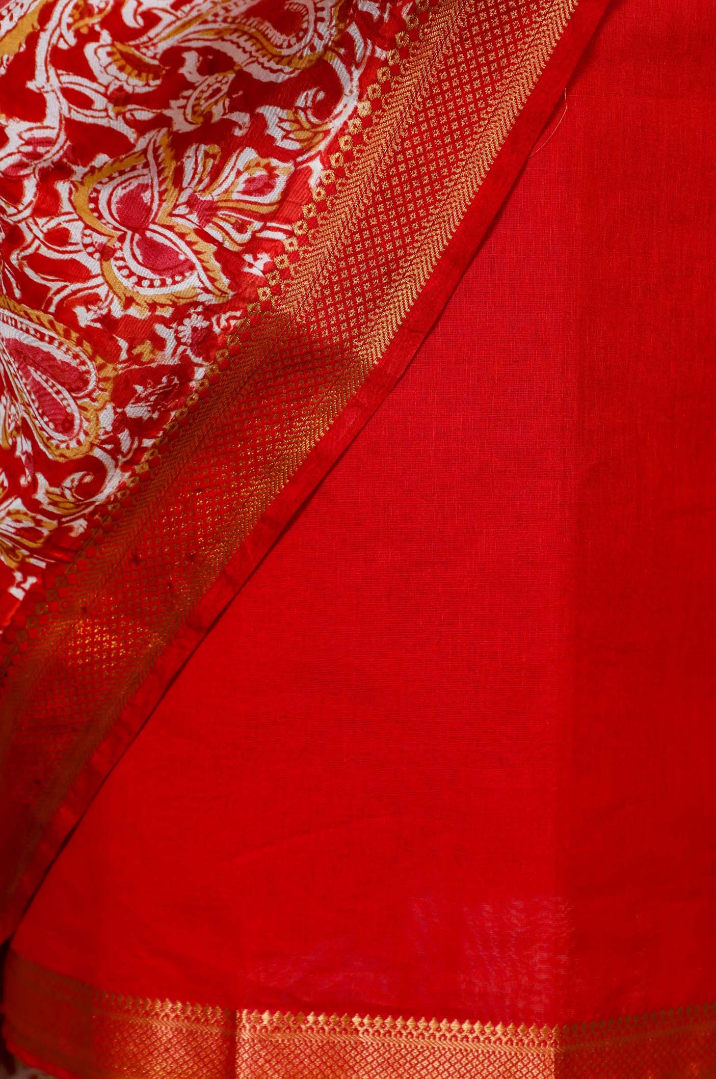 Orange Mangalgiri Nizam Border Mix & Match
