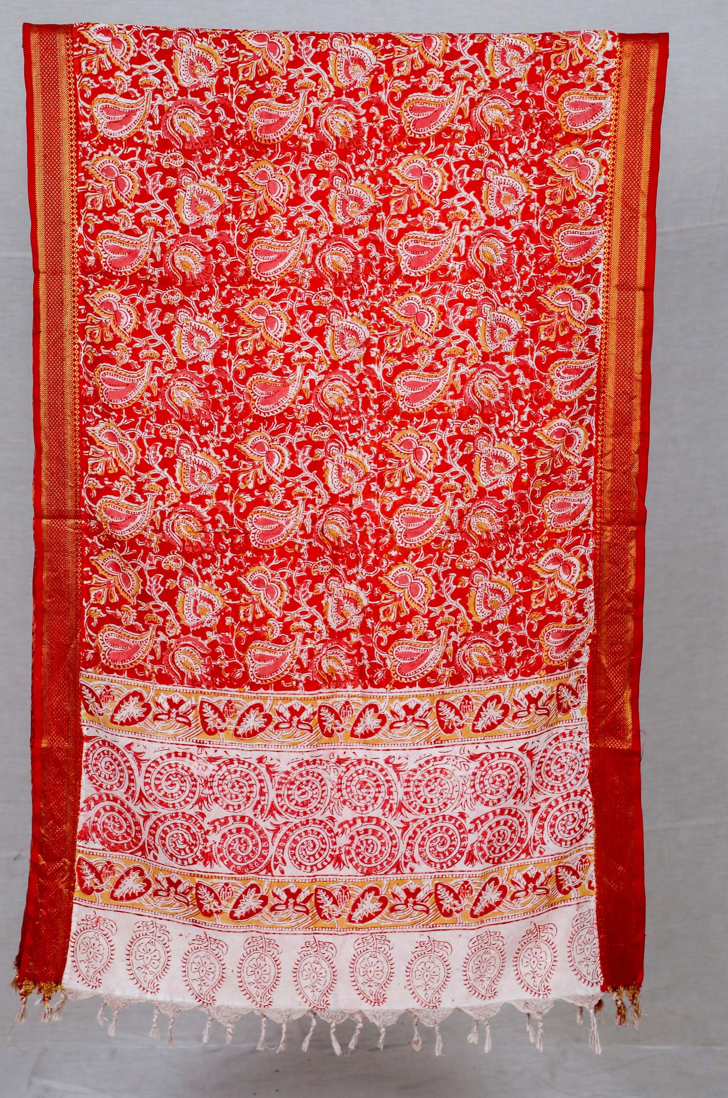 Orange Mangalgiri Nizam Border Mix & Match