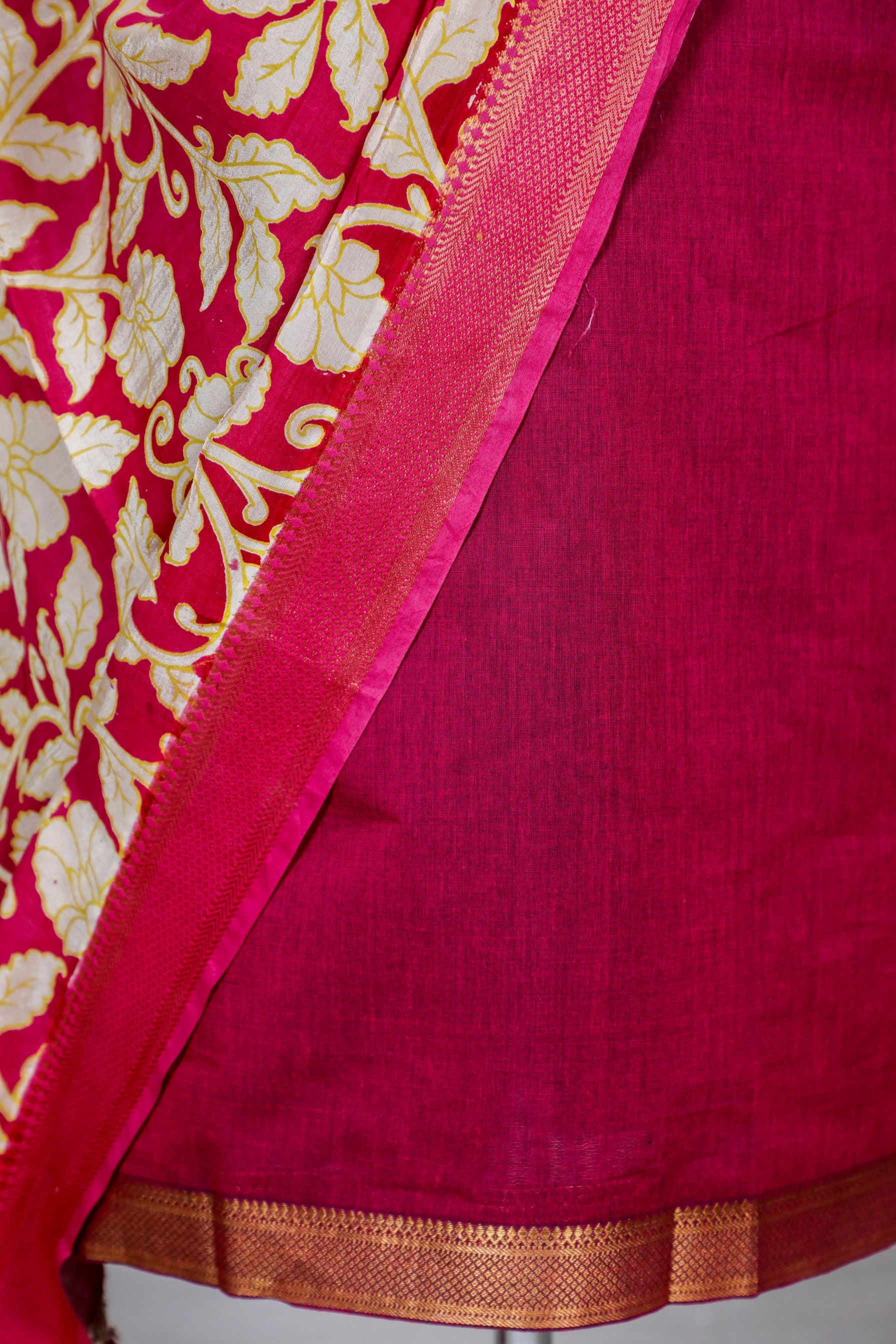 Magenta Mangalgiri Nizam Border Mix & Match