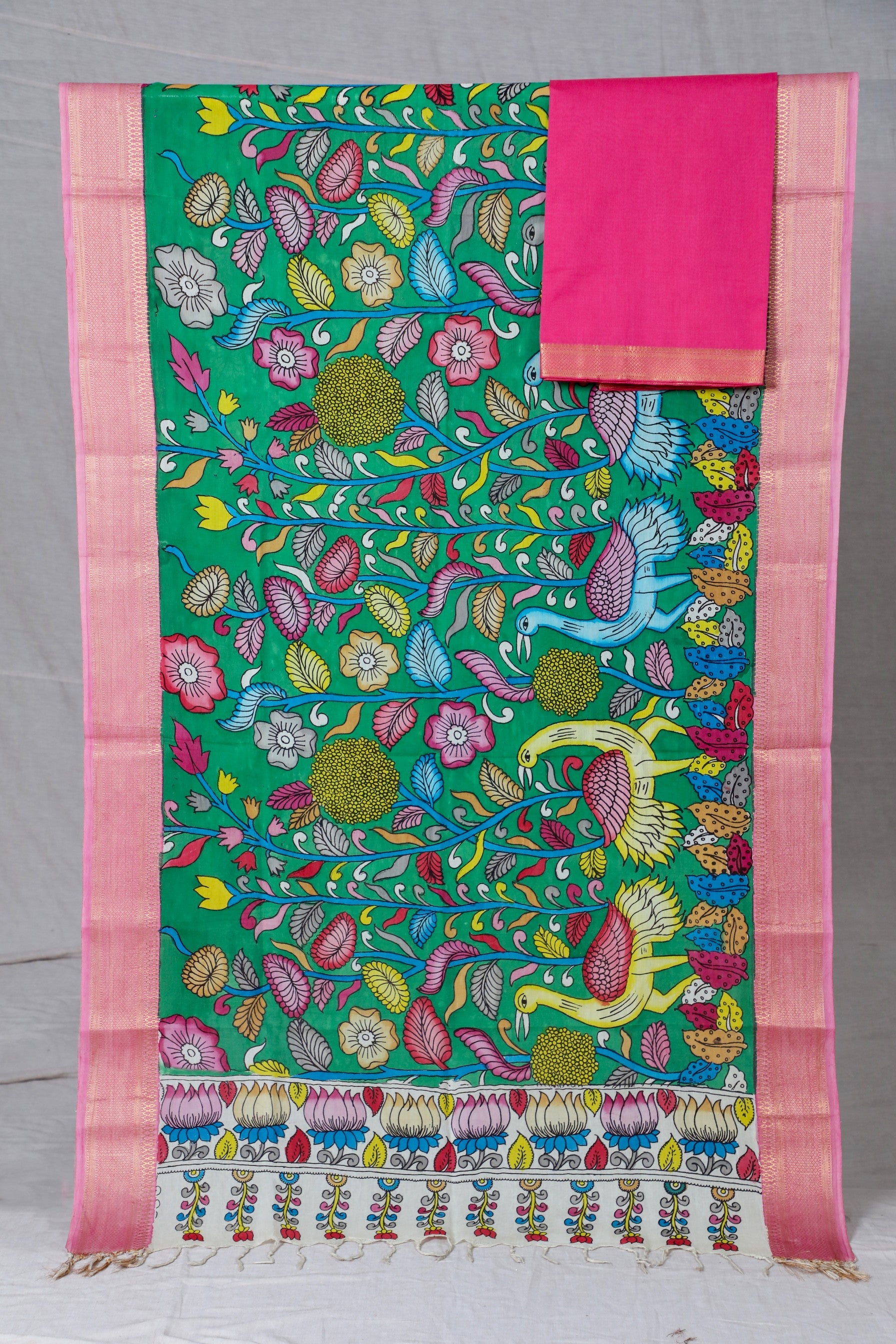Pink Mangalgiri Nizam Border Mix & Match
